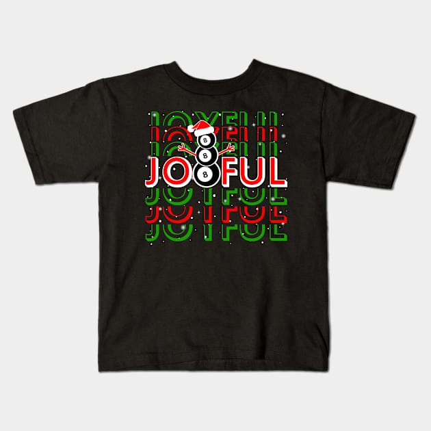 Billiards Christmas Snowman Joyful Funny Billiards Lover Kids T-Shirt by egcreations